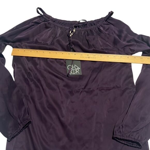 Chaser Purple Long Sleeves Cold Shoulder Silk Top Size Medium NWT - Picture 10 of 11